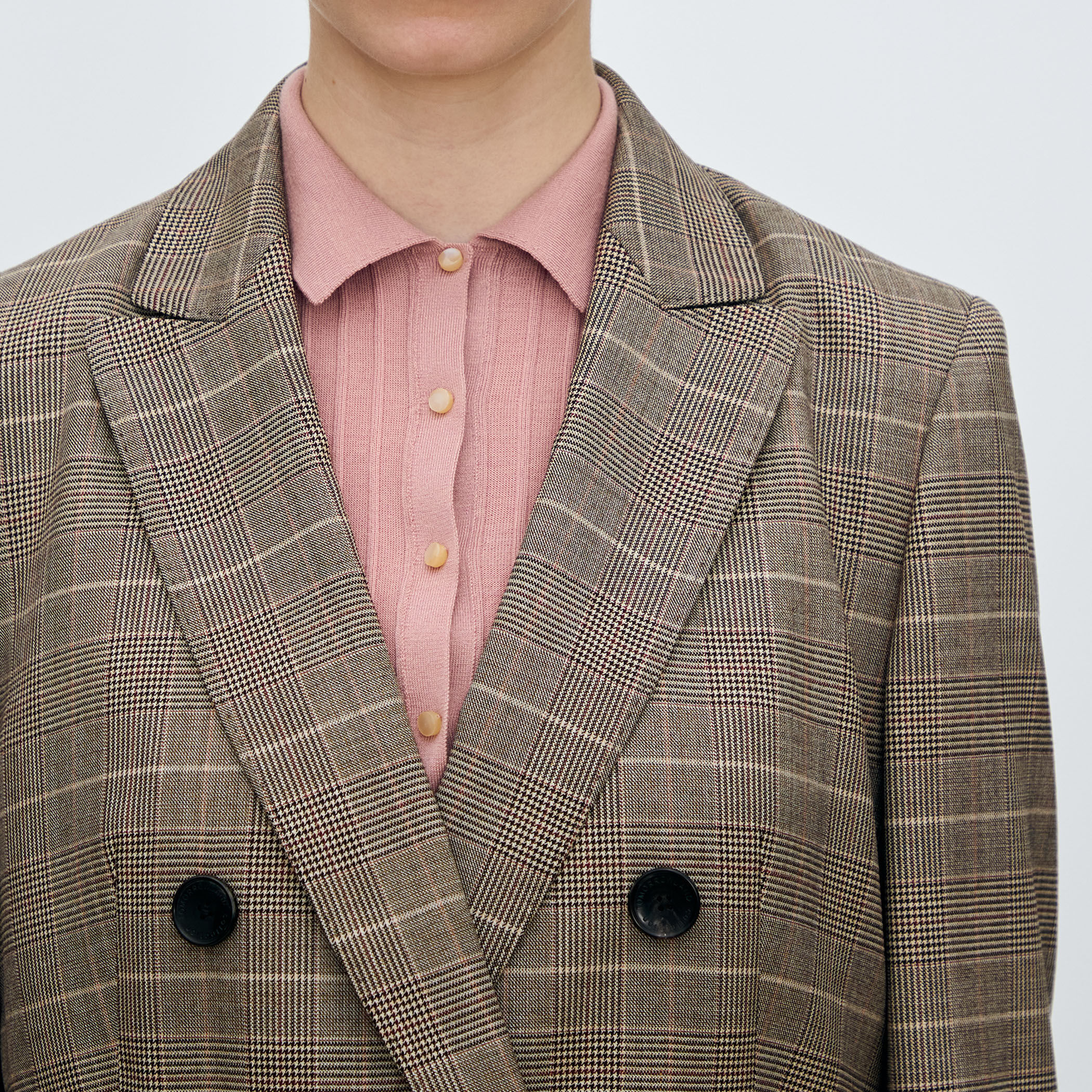 バーガンディーグレンチェック ダブルブレストジャケット