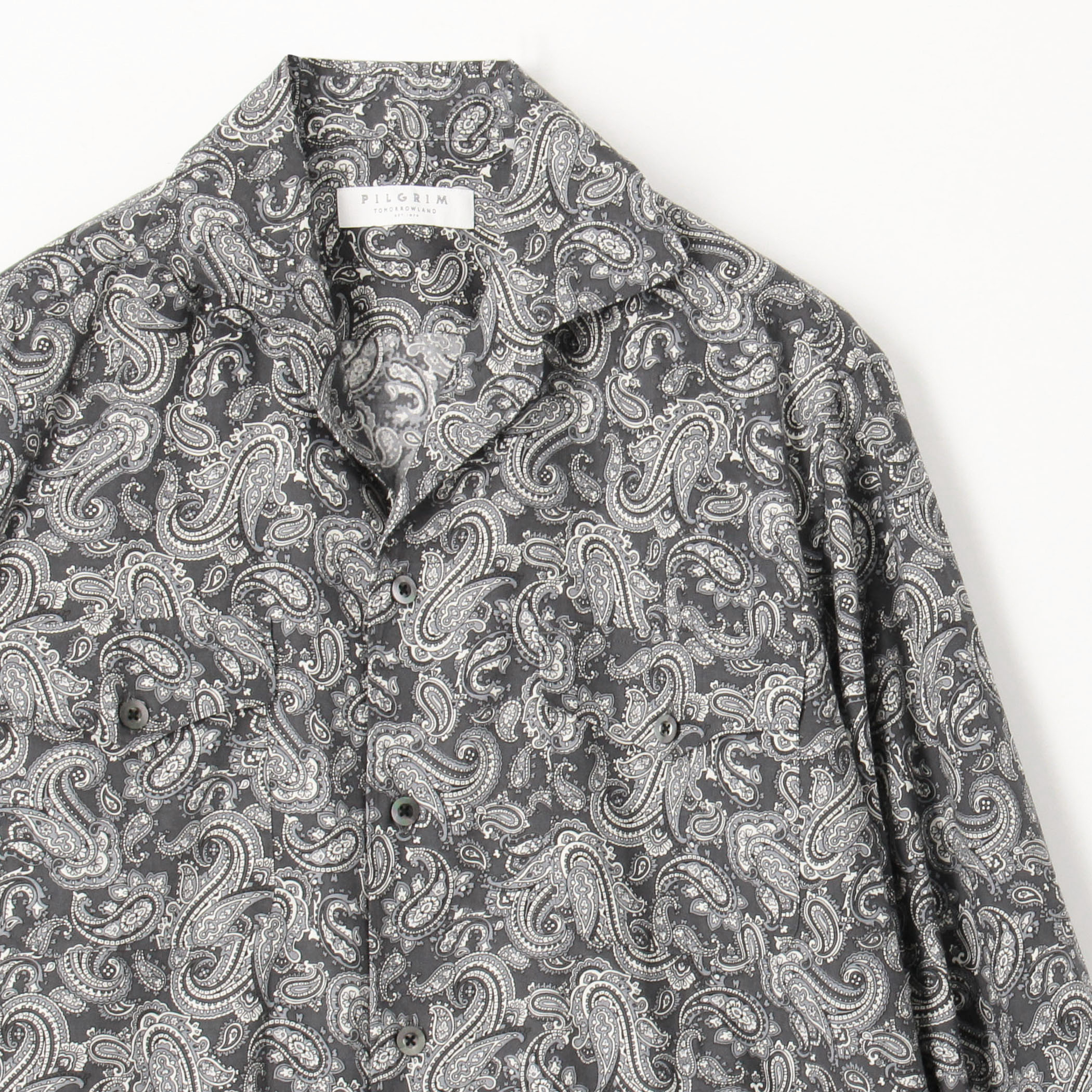 コットンシルク オープンカラー プリントシャツ｜トゥモローランド