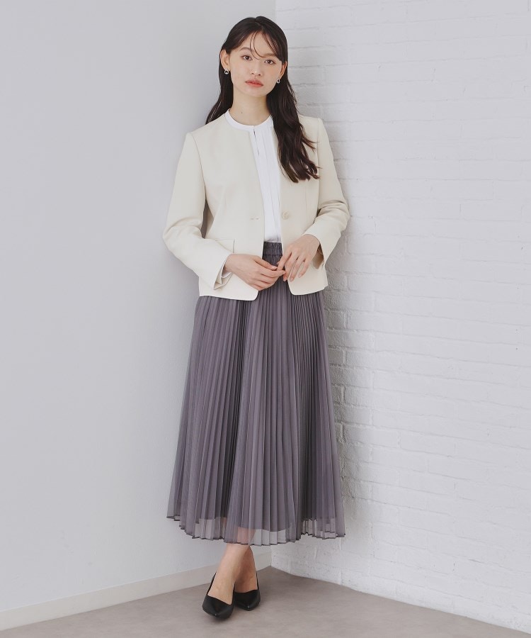 通勤・セレモニーセットアップ対応》キーネックジャケットダブルクロス