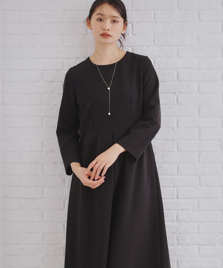 通勤・セレモニー/セットアップ対応》タックフレアワンピース/ダブル