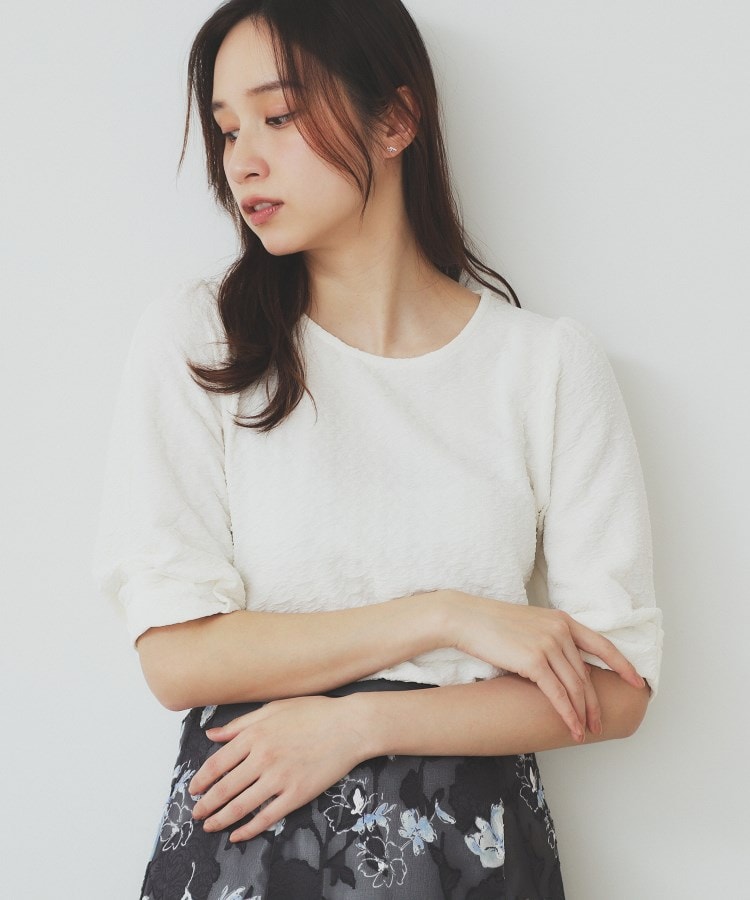 シボジャカードタックギャザートップス【洗濯機洗い可】（カットソー