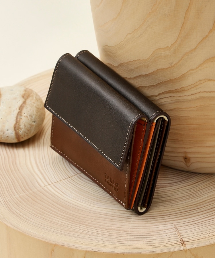 アンティーク調レザー 3つ折り ミニウォレット（財布） | TAKEO