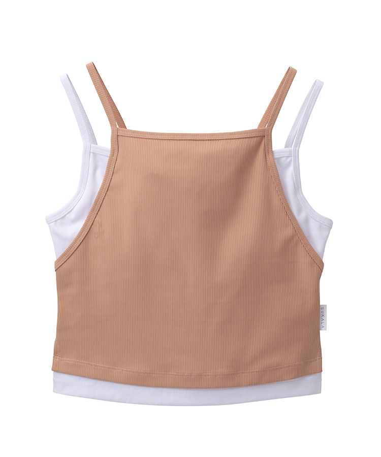 SUKALA】リブコンビショートタンクトップ(Lサイズ スモークオレンジ