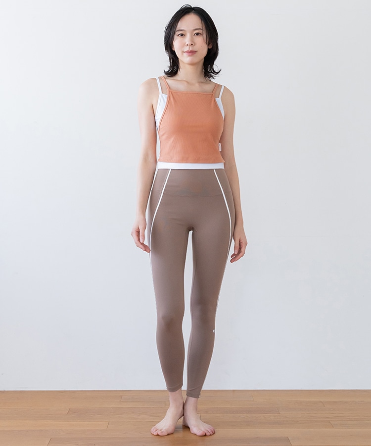 SUKALA】リブコンビショートタンクトップ(Lサイズ スモークオレンジ