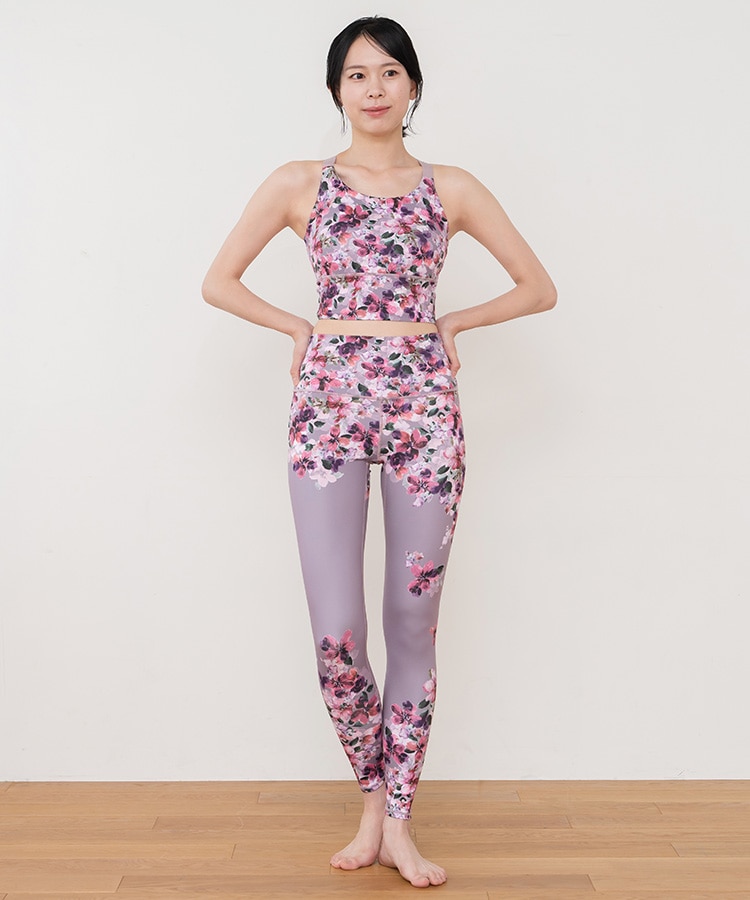 SUKALA】フルオブフラワーパネルレギンス(S・Mサイズ ブルー・モーヴ