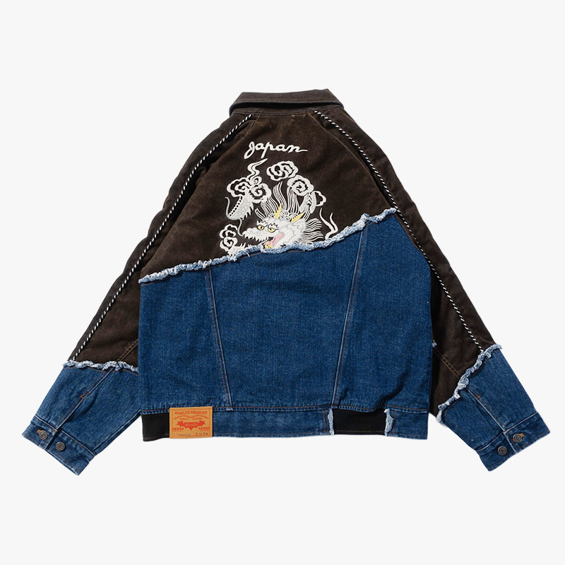 DENIM DOCKING VELVETEEN SOUVENIR JACKET -2.COLOR- | IN ONLINE STORE