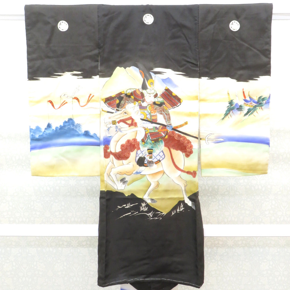 子供着物 アンティーク着物 昔きもの 子供着物 男児用 一つ身 武将 馬