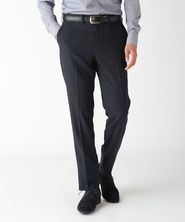 ウール調ポリエステル千鳥格子柄スーツパンツ（同素材ジャケット