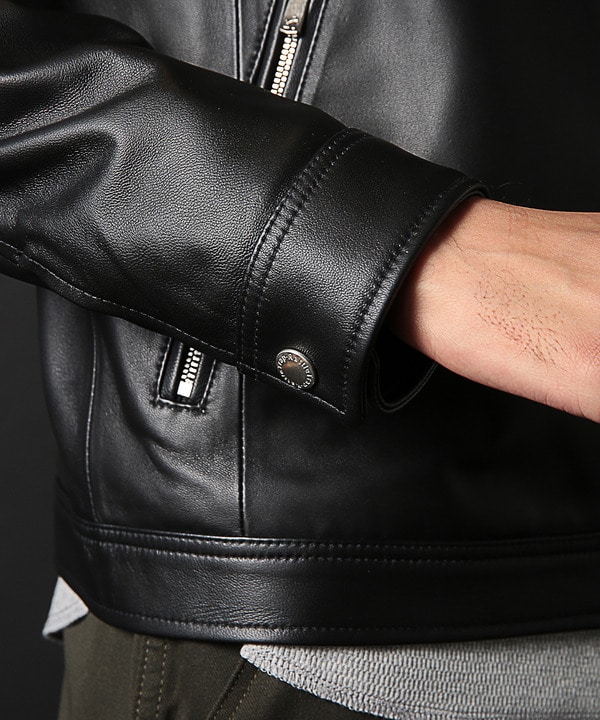 ラムレザースタンドカラーシングルライダース｜メンズファッション通販