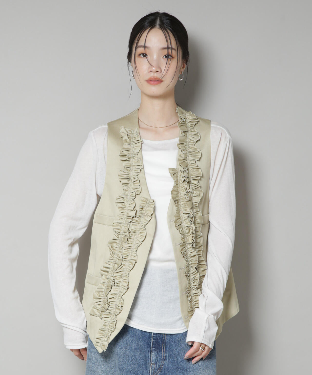 RhodolirioN / Frill Vest - Chino Cloth