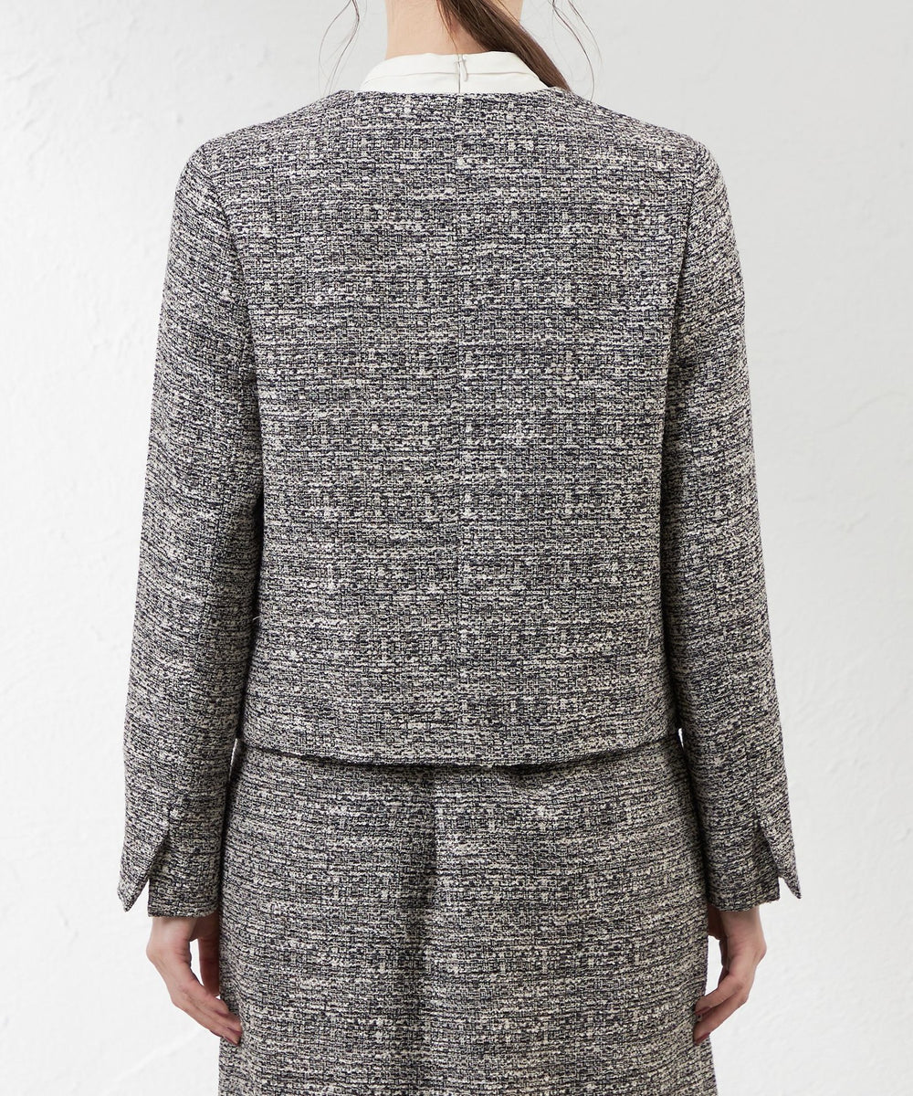 尾州素材】ツイードミックスノーカラージャケット(ジャケット)｜AMACA