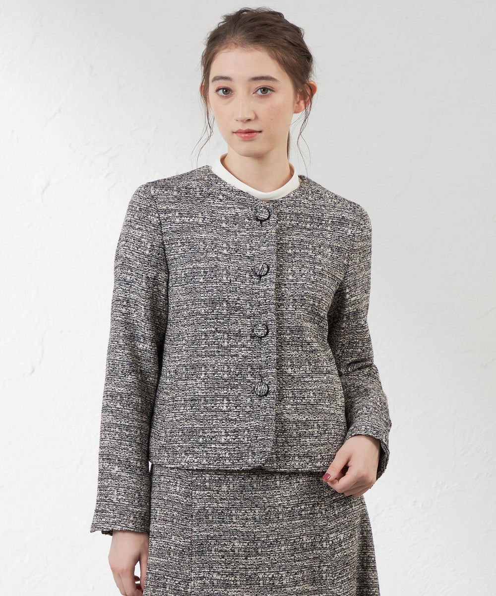 尾州素材】ツイードミックスノーカラージャケット(ジャケット)｜AMACA