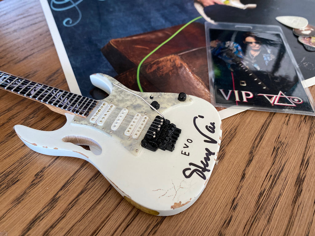 Autographed Steve Vai Vintage Ibanez JEM EVO Mini Guitar Replica