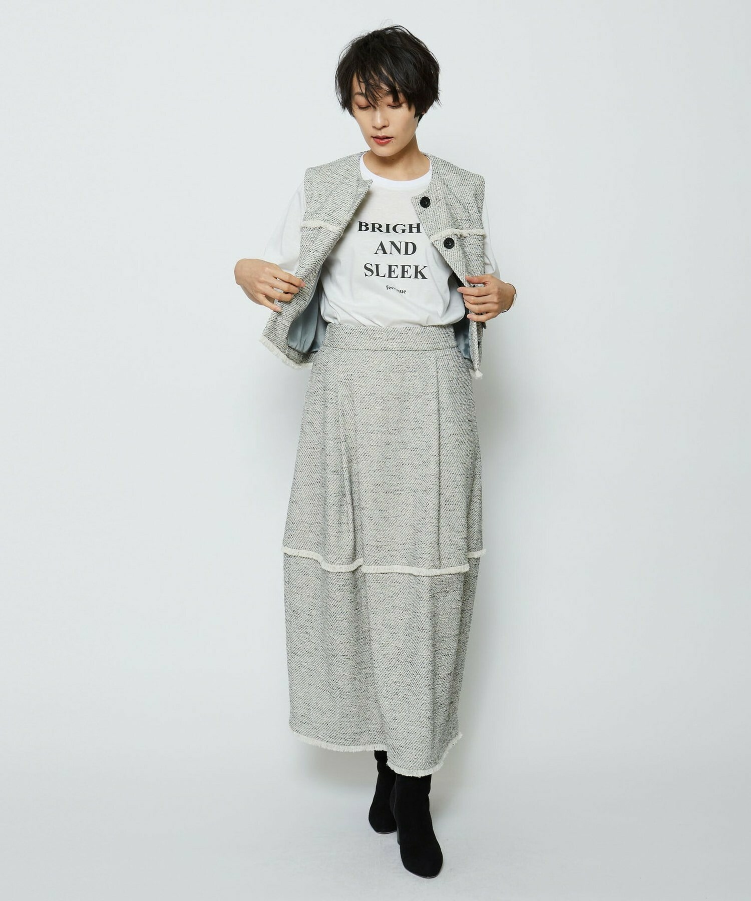 Lサイズ】ミックスツイードジレ｜BIGI online store - ビギ オンライン