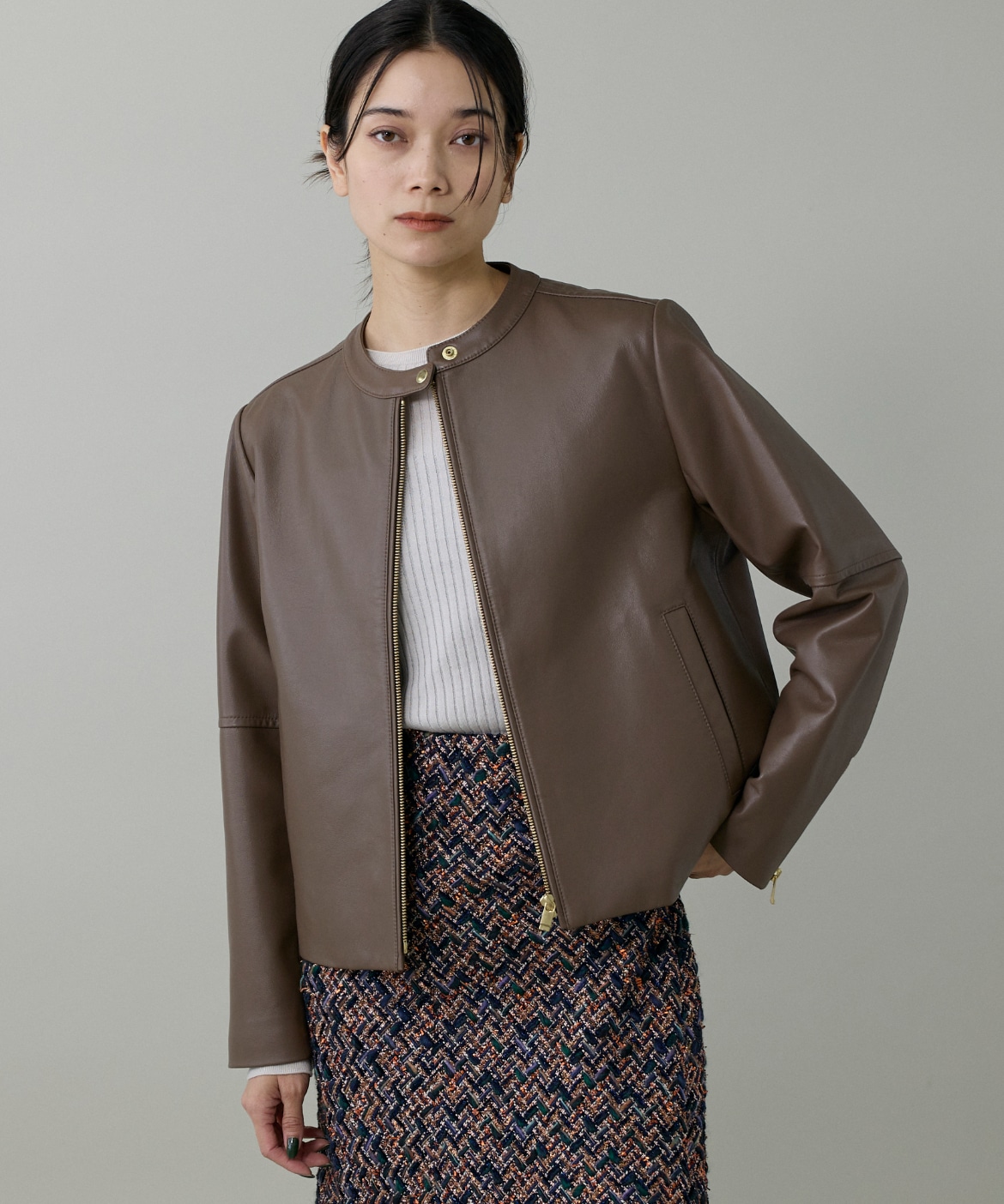 ラムレザー ジップアップブルゾン｜INED（イネド）｜フランドル