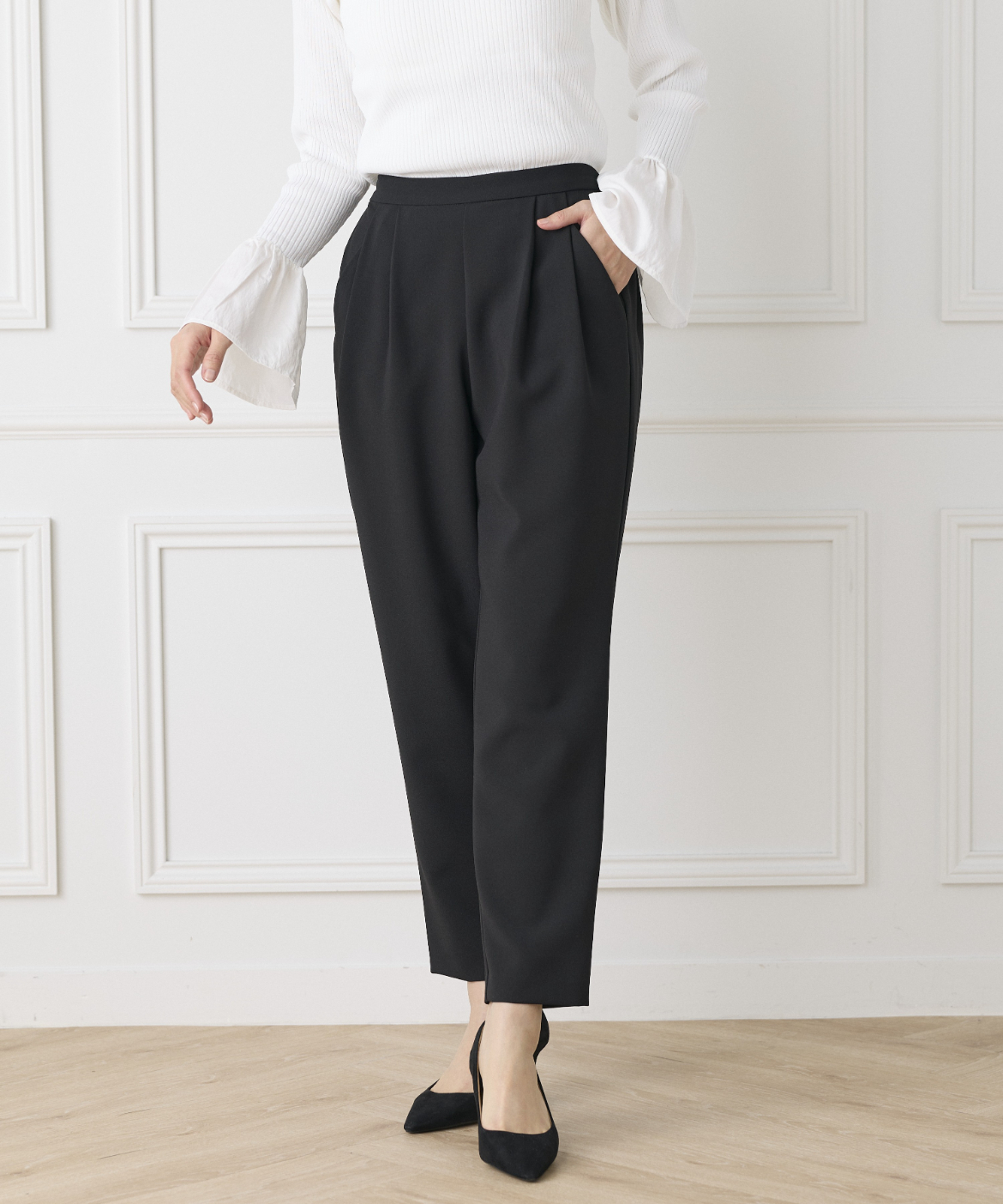 INED de base》ストレッチダブルクロス テーパードパンツ