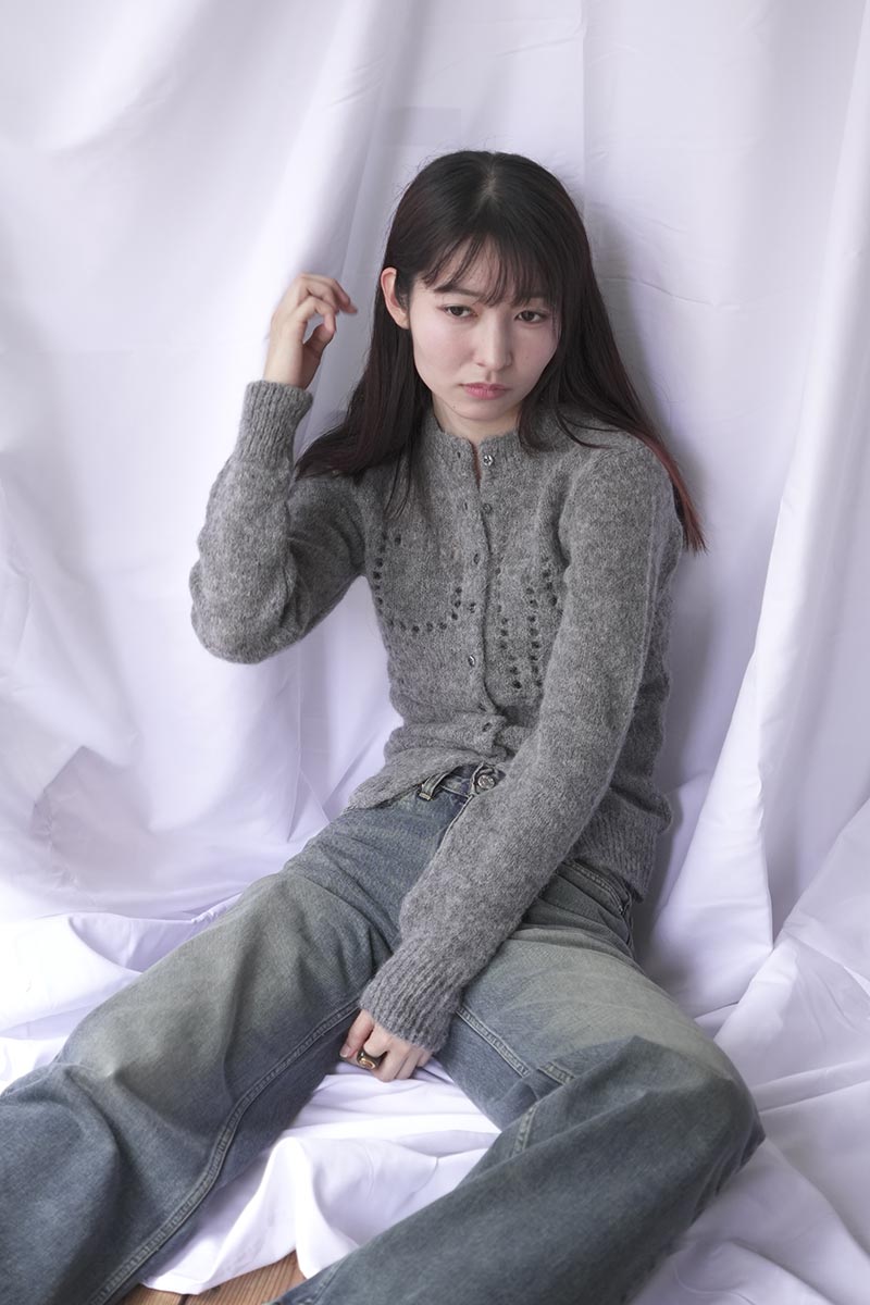 PALOMA WOOL | DOVE BUTTON CARDIGAN / GREY ダメージデザインボタン