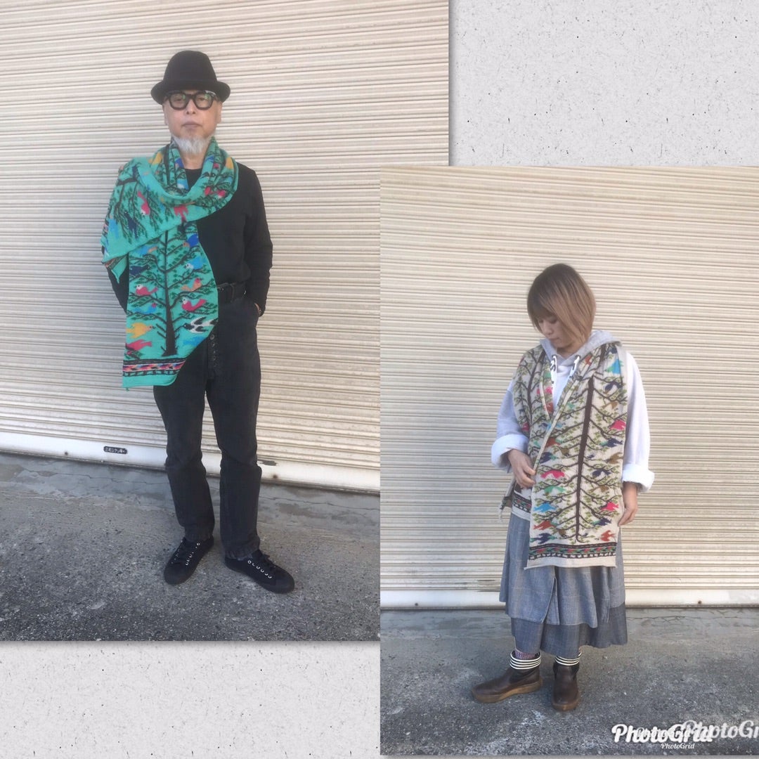 KAPITAL縮絨ウールBIRD TREE HAPPYマフラー | TAKE FIVE（テイク