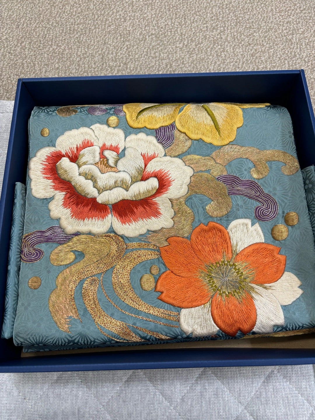 407my43◇総刺繍 金駒刺繍 円 幾何学 豪華 金糸ラメ 六通 袋帯