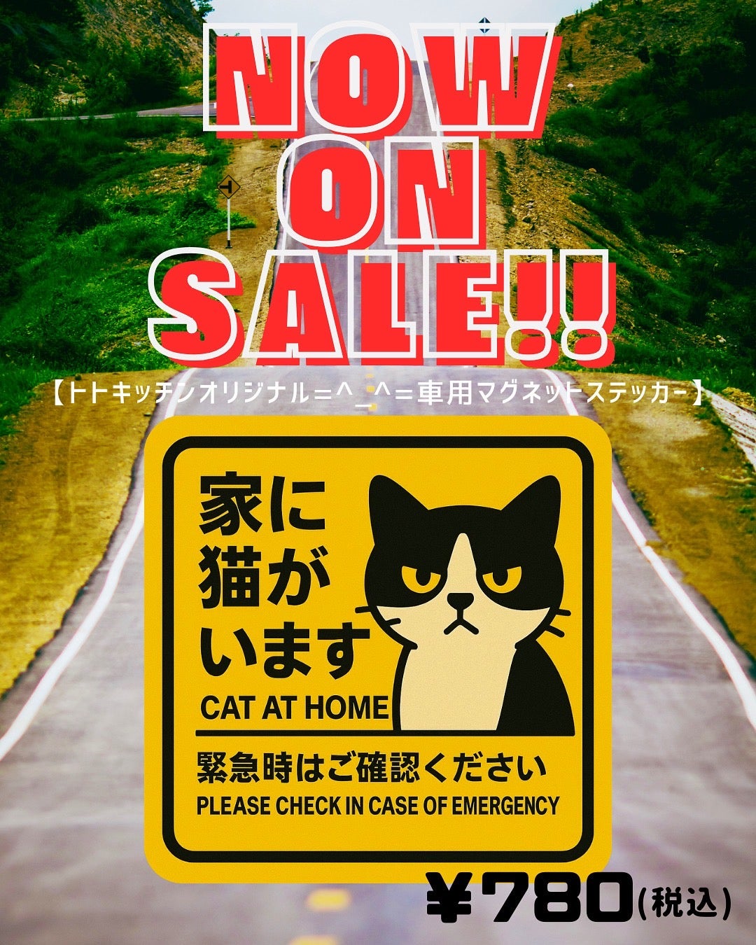 猫 車用ステッカー 家に猫がいます ステッカー ねこ | toto kitchenの