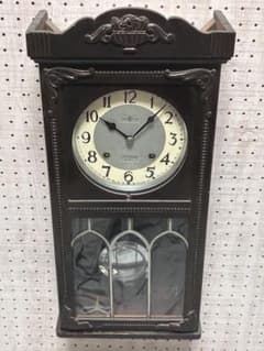 国産八角 鋲付 柱時計 古時計 振り子 アンティーク時計 レトロ 精工舎