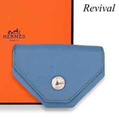 美品】エルメス ヴォーエプソン ワンキャトル 小銭入れ ブルージーン