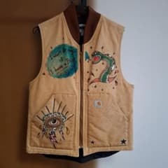 1*6様 カーハート タトゥー風 落書き ダック地ベスト M - メルカリ