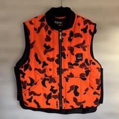 シュプリーム オレンジカモフラージュダウンベスト - メルカリ