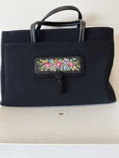 久家道子 プチポワン 刺繍トートバッグ 黒 未使用 - メルカリ