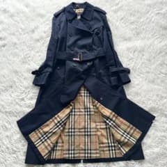 BURBERRY バーバリー トレンチコート ロング丈 ベルト完備 紺 L相当