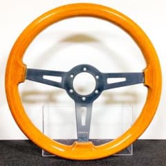 希少 ABARTH アバルト ウッドステアリング ブラックスポーク 当時物35φ