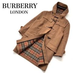 バーバリー 英国製 ダッフルコート キャメル 100%ウール ノバチェック
