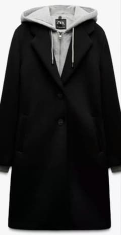 Zaraデタッチャブルフード コントラストコートS - メルカリ