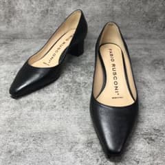 美品 FABIO RUSCONI ポインテッドトゥ パンプス 太ヒール 36 黒 - メルカリ