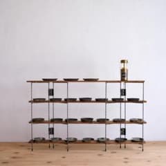 無骨なアイアン脚2点1セットH 板付きスリムシェルフイベント什器