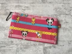 504 ハンドメイドフラットポーチ☆昭和レトロポップアニマル☆ときめき