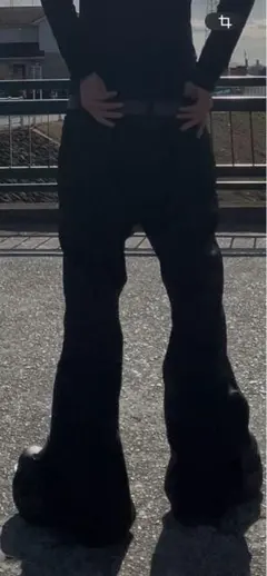 フレアデニム ブラックデニム archive opium Y2K ロングデニム - メルカリ