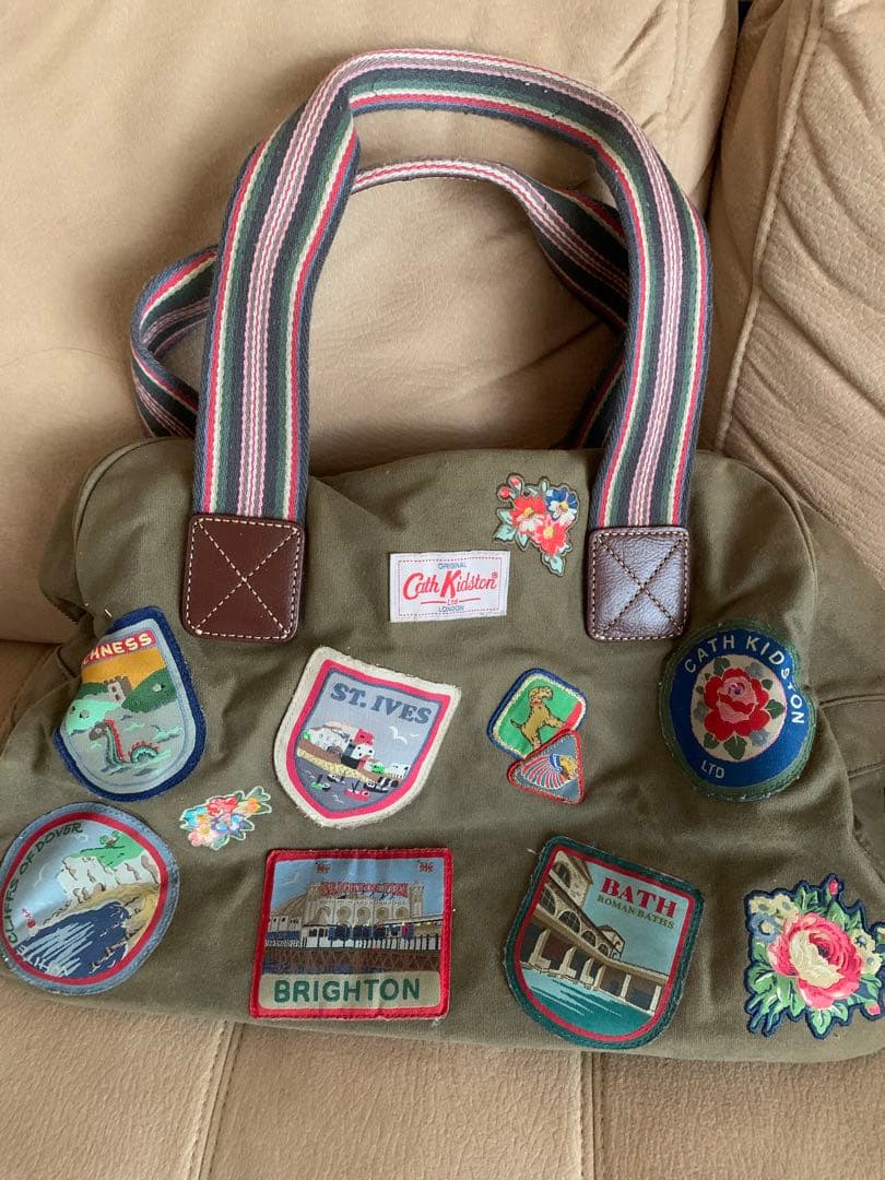 レア・美品】 キャスキッドソン キャンバス ワッペン ボストンバッグ