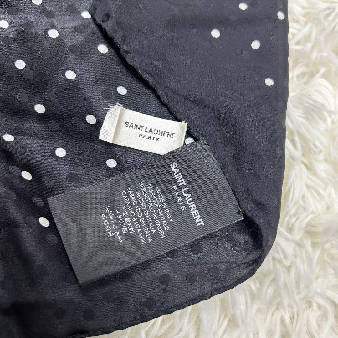 D486 サンローラン メンズ スカーフ イタリア製 ドット ロゴ YSL総柄