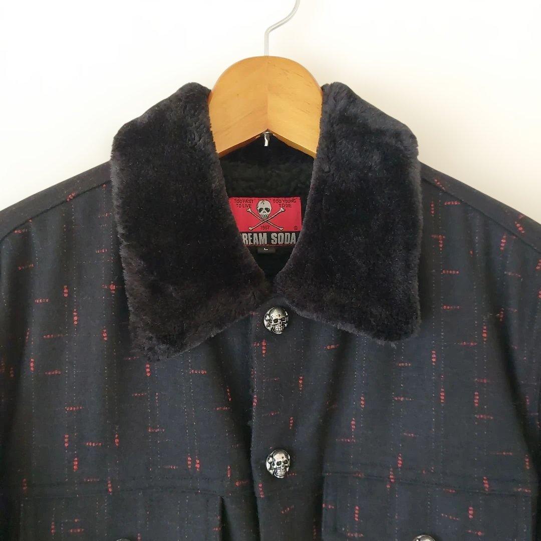 の*り様 クリームソーダ ボア ブルゾン カスリ柄 ネップ柄 ピンク