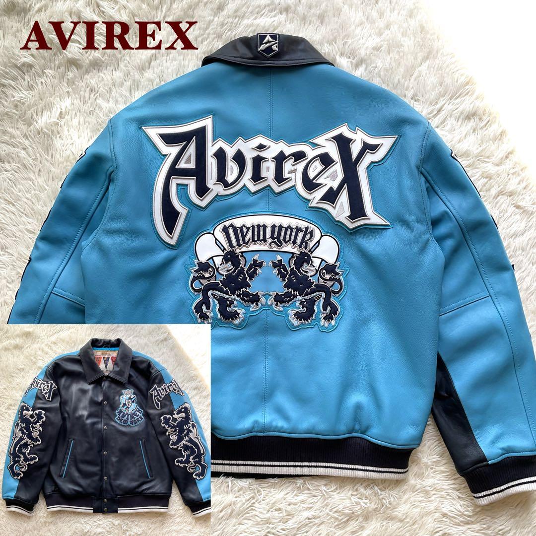 那須川天心着用✨美品 AVIREX レザージャケット スタジャン 本革 L