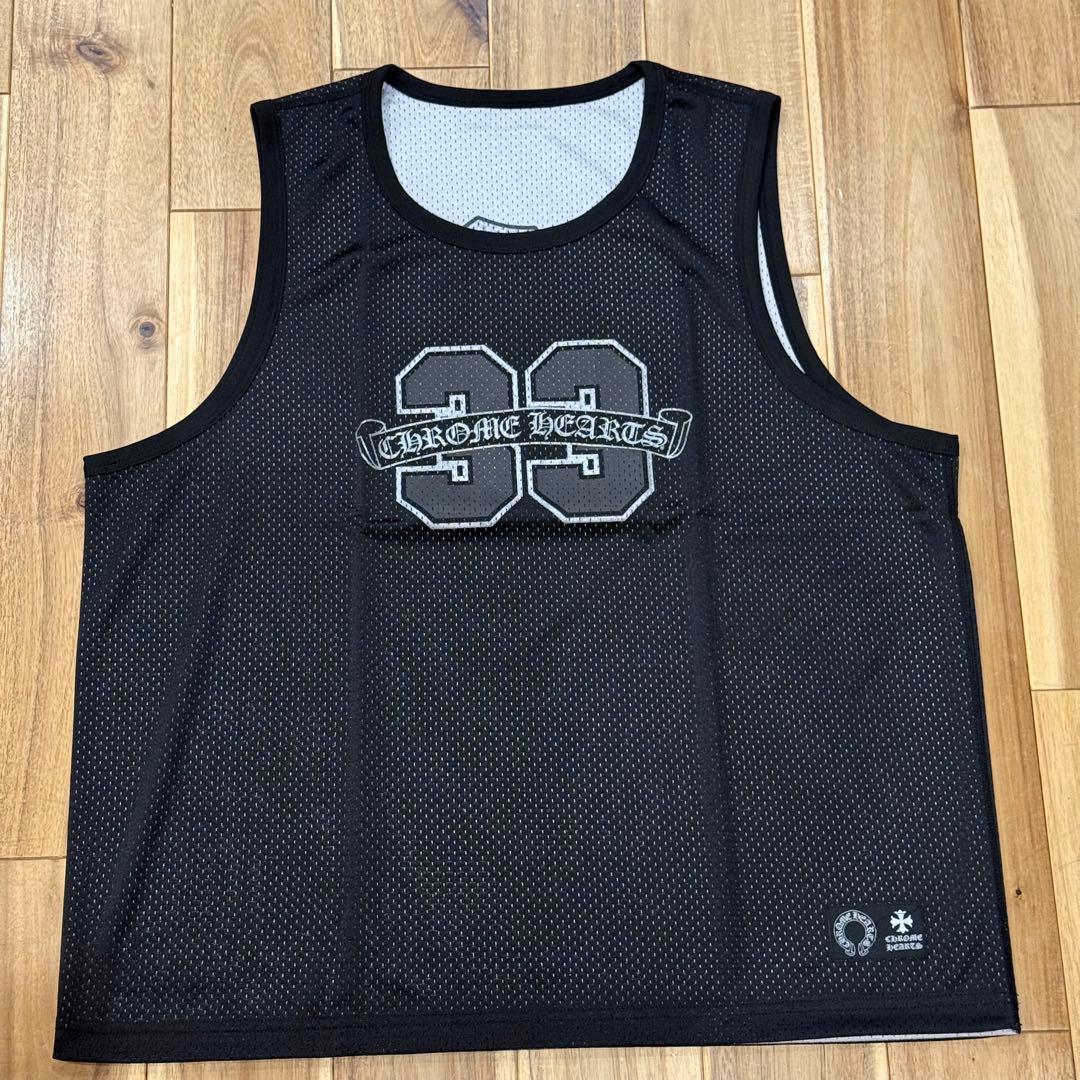 新品レア クロムハーツ メッシュ mesh タンクトップ ジャージ ブラック L CHROME HEARTS（クロムハーツ） タンクトップ サイズ:L MESH WARM UP