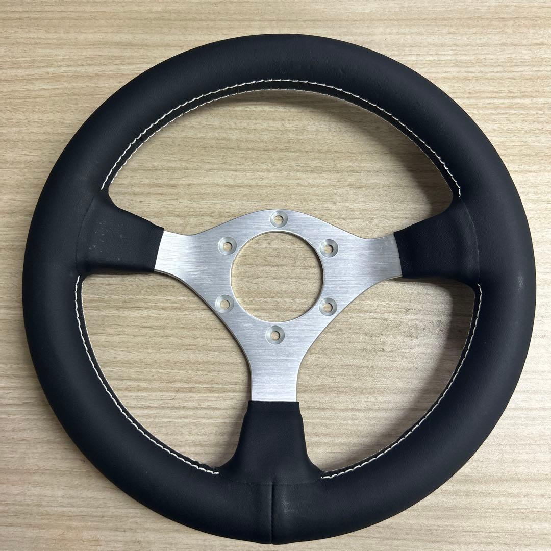 28パイ ステアリングホイール シルバー ステアリング 28Φ PVCレザー シルバースポーク ノスタルジック NISMO
