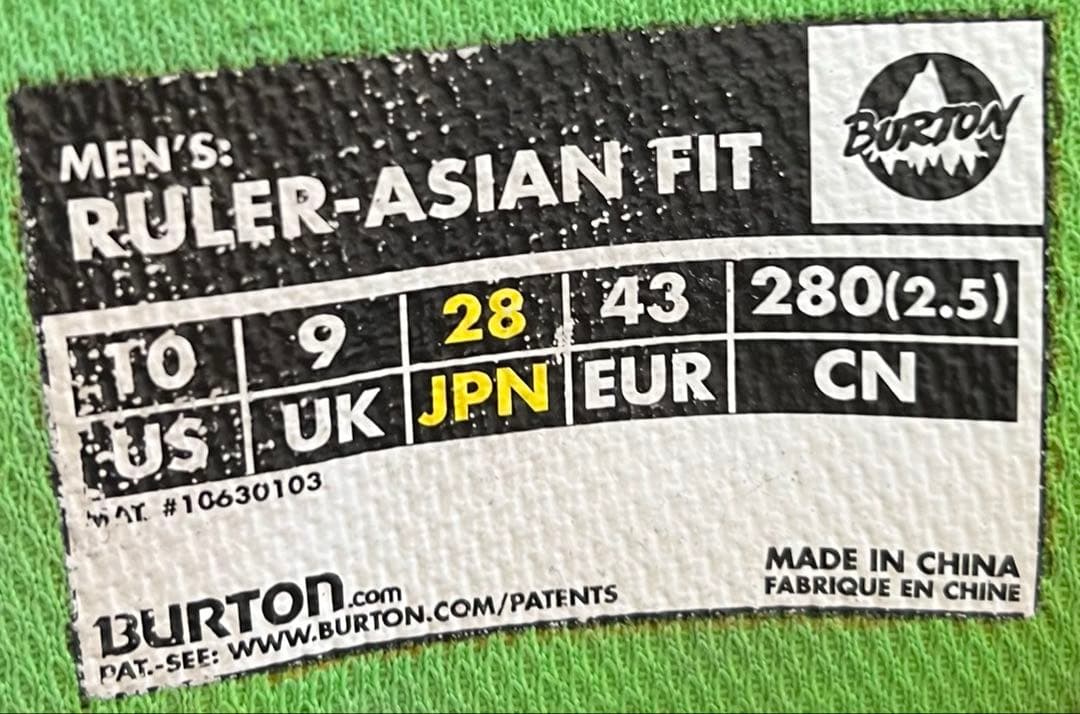 【即日発送】BURTON スノボRULER-ASIAN FIT 28.0cm