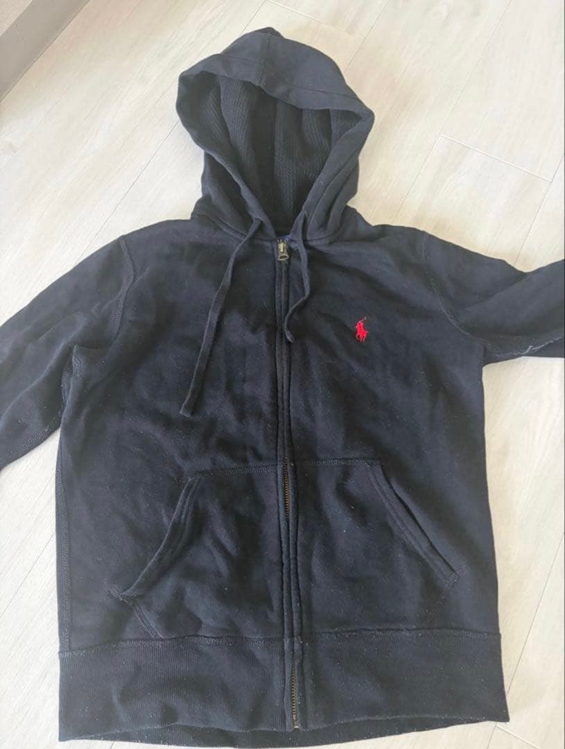 Polo Ralph Lauren 黒 フルジップパーカー POLO RALPH LAUREN (ポロラルフローレン) ワンポイント フルジップ