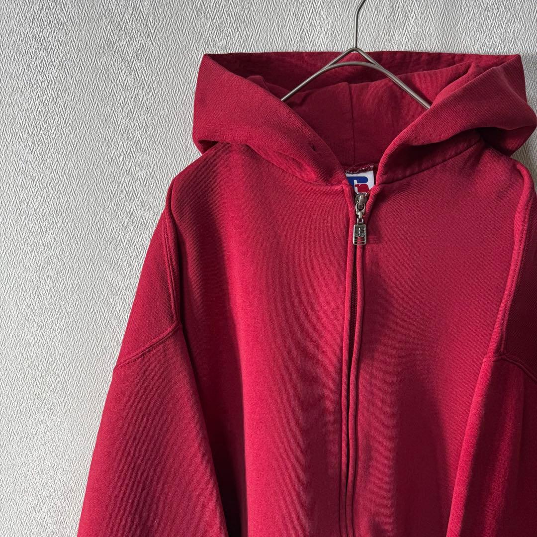 ち*ぶ様 希少 90s USA製 RUSSELL PLAIN 無地 フルジップ 90s USA製 RUSSELLラッセル 無地 スウェット ジップパーカー 紺 XXL