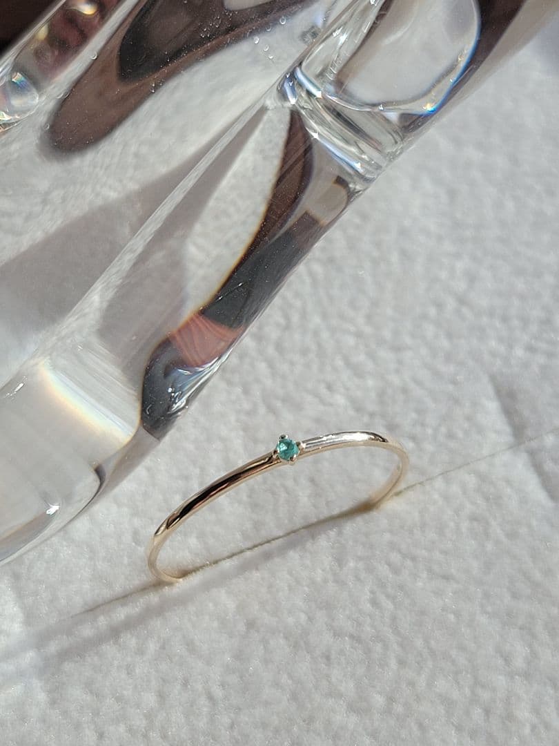 美品★K10 YG リング 指輪 パライバトルマリン 11.5号 パライバトルマリン V字リング レディース K10 10金