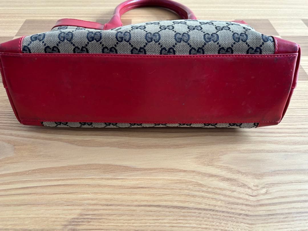 GUCCI グッチ GGキャンバス レザー トートバッグ 赤 002 1119 - メルカリ