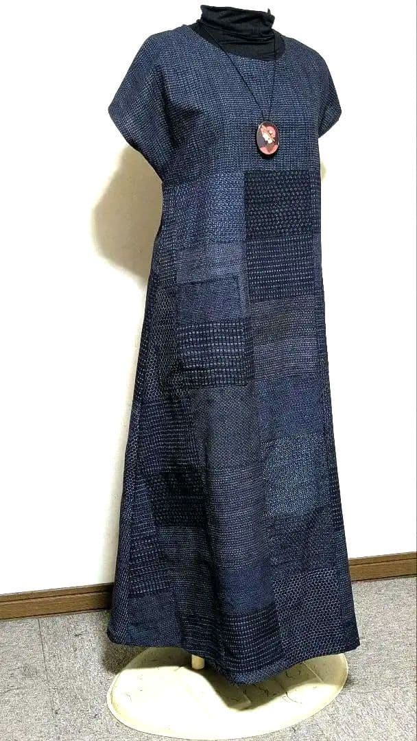 久留米絣 書生紬着物リメイクロングワンピース 207 - メルカリ