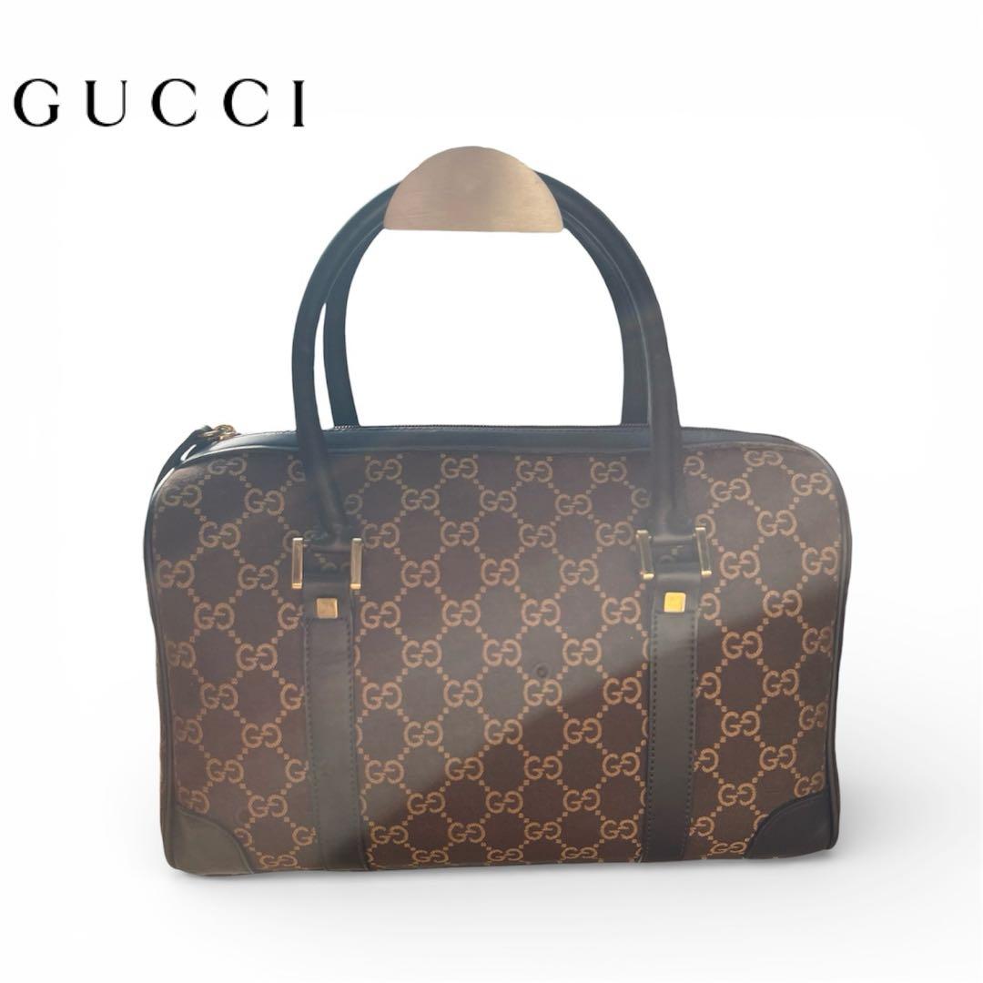 GUCCI ミニボストンバッグ GG キャンバス　ブラウン ハンドバッグ GUCCI グッチ GGキャンバス ミニボストン ハンドバッグ ブラウン